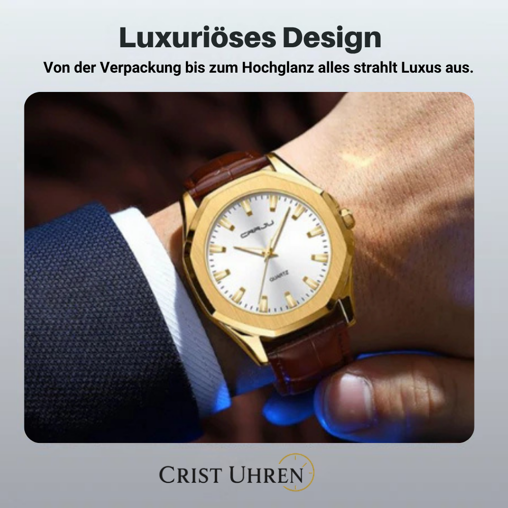 Liam | Klassische quadratische Herrenuhr mit Lederarmband | 42 mm