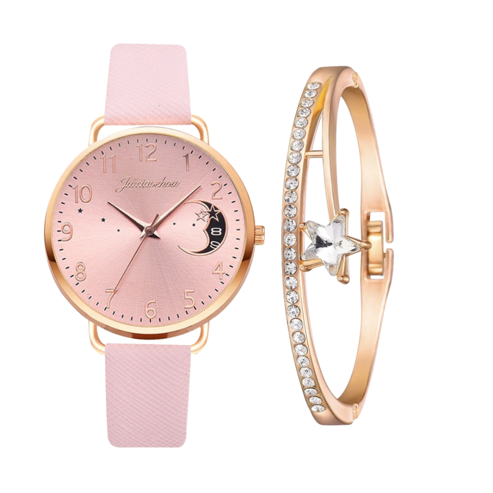 Sierra | Uhr mit Mondphasen-Zifferblatt und Armband-Set | 36 mm