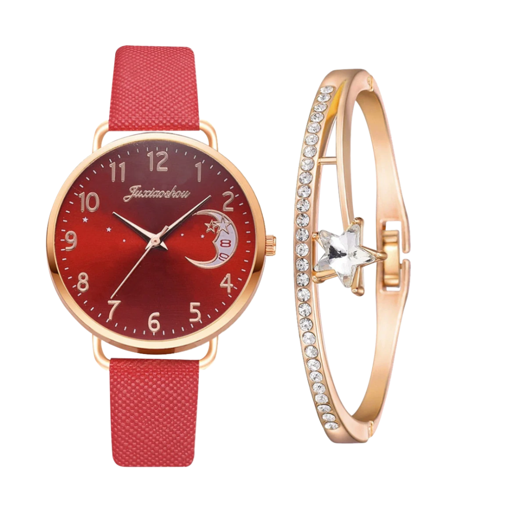 Sierra | Uhr mit Mondphasen-Zifferblatt und Armband-Set | 36 mm