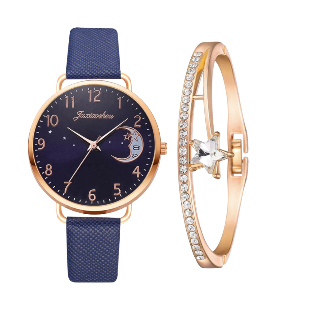 Sierra | Uhr mit Mondphasen-Zifferblatt und Armband-Set | 36 mm