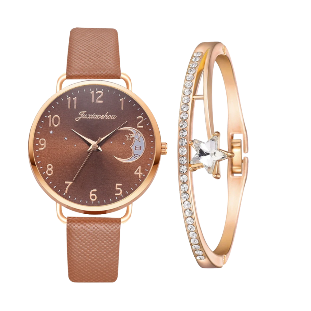 Sierra | Uhr mit Mondphasen-Zifferblatt und Armband-Set | 36 mm