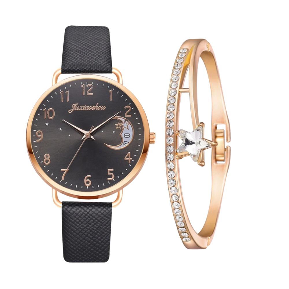 Sierra | Uhr mit Mondphasen-Zifferblatt und Armband-Set | 36 mm