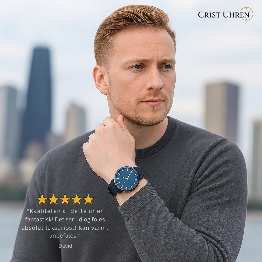 Sebastian | Klassische Mondphasen-Herrenuhr mit Lederarmband | 42 mm