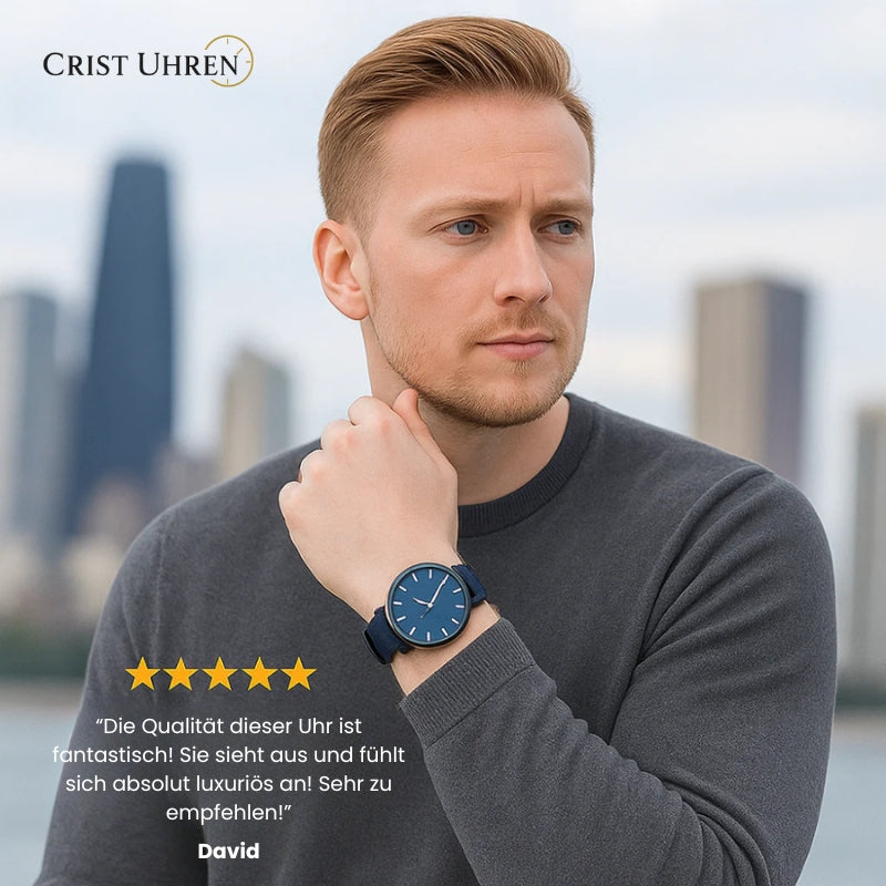 Miles | Chronograph Armbanduhr mit Lederarmband | 46 mm