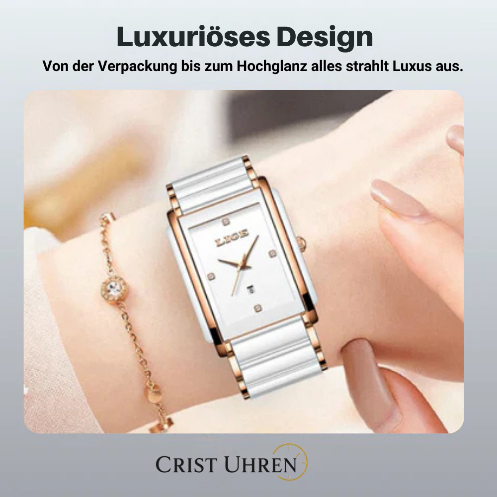 Claudine | Elegante quadratische Damenuhr | 34 mm