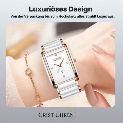 Claudine | Elegante quadratische Damenuhr | 34 mm