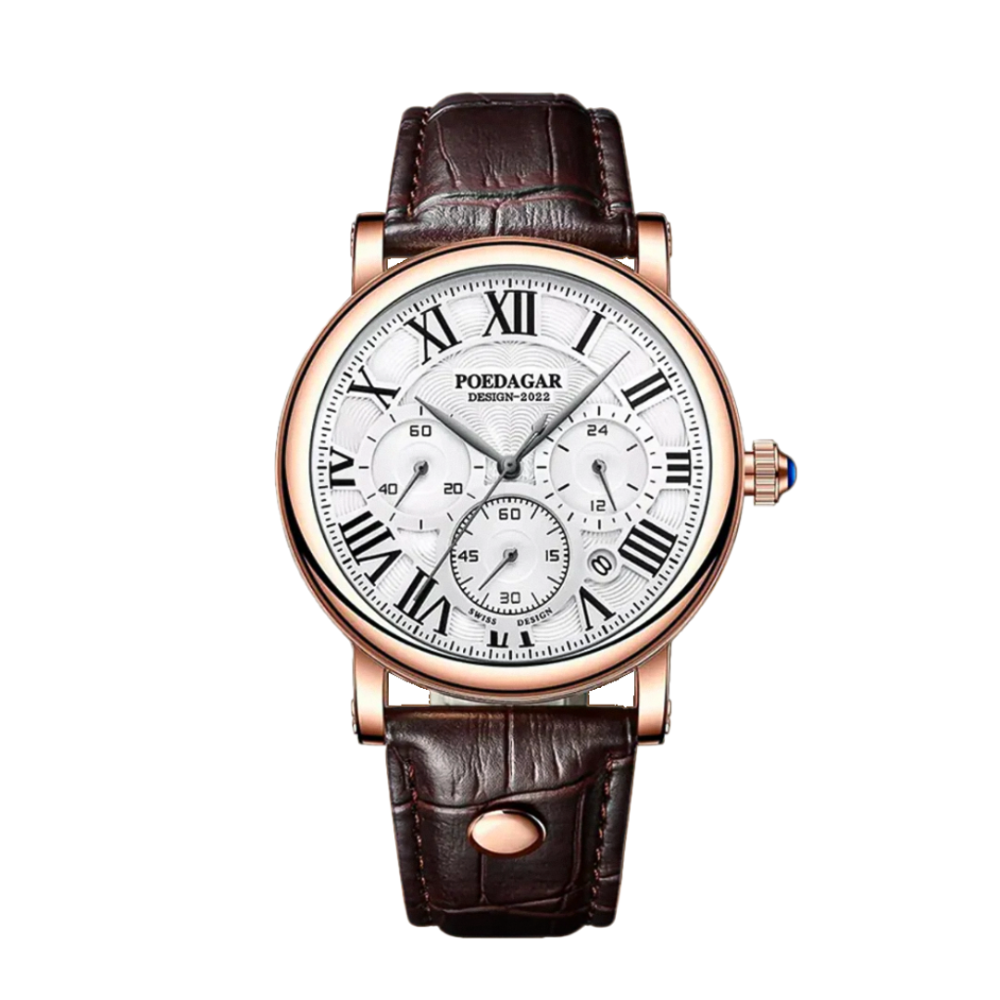 Lucas | Tiaved Precision Chronograph Herrenuhr mit Lederarmband | 40 mm