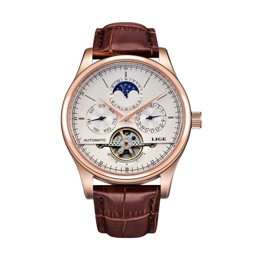 Edric | Herre Mekanisk Kalender Skeleton Ur | 43mm