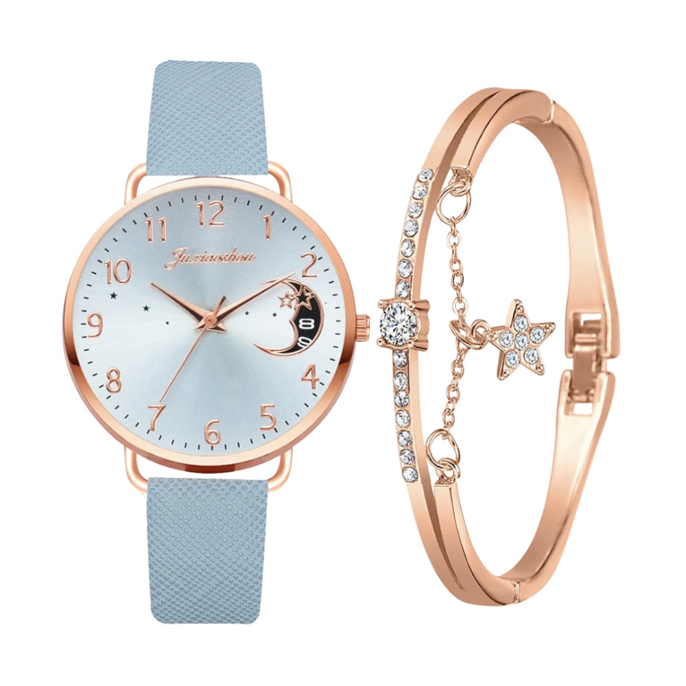 Sierra | Uhr mit Mondphasen-Zifferblatt und Armband-Set | 36 mm