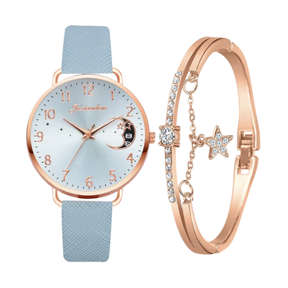 Sierra | Uhr mit Mondphasen-Zifferblatt und Armband-Set | 36 mm