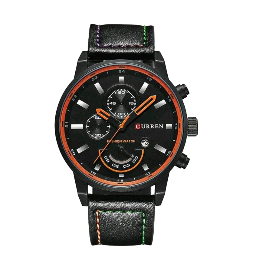 Darren | Aktive Chronograph Herrenuhr mit Lederarmband | 43 mm