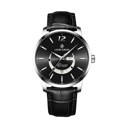 Sebastian | Klassische Mondphasen-Herrenuhr mit Lederarmband | 42 mm