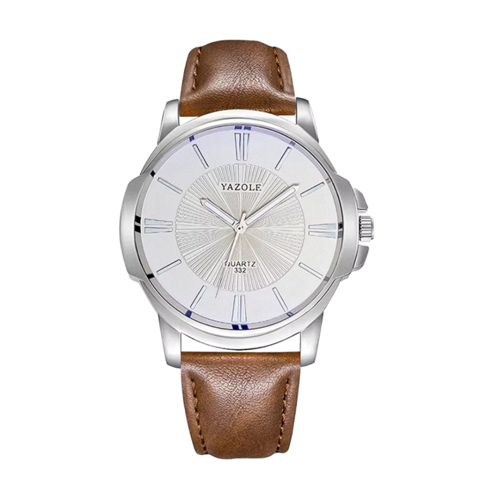 Ethan | Elegante Herrenuhr mit glasiertem Lederarmband | 45 mm