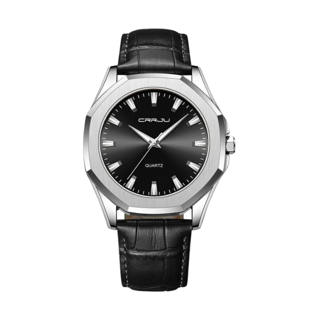 Liam | Klassische quadratische Herrenuhr mit Lederarmband | 42 mm