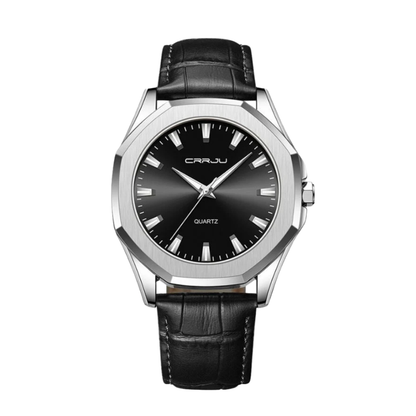 Liam | Klassische quadratische Herrenuhr mit Lederarmband | 42 mm