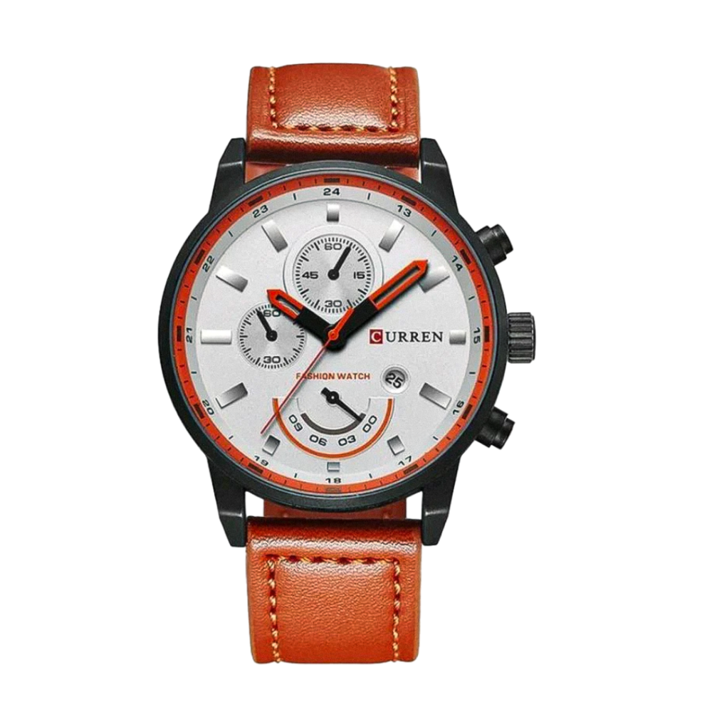 Darren | Aktive Chronograph Herrenuhr mit Lederarmband | 43 mm