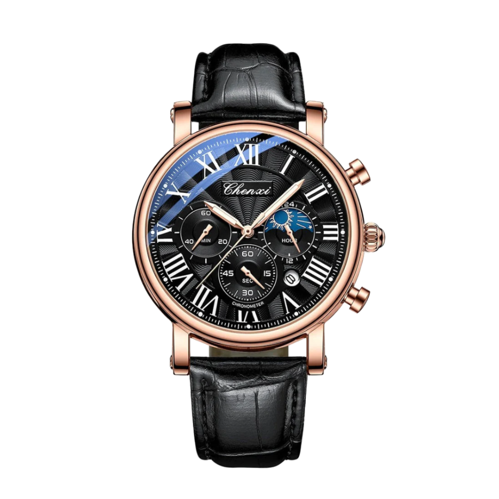 Adrian | Celestial Chronograph Herrenuhr mit Lederarmband | 44 mm
