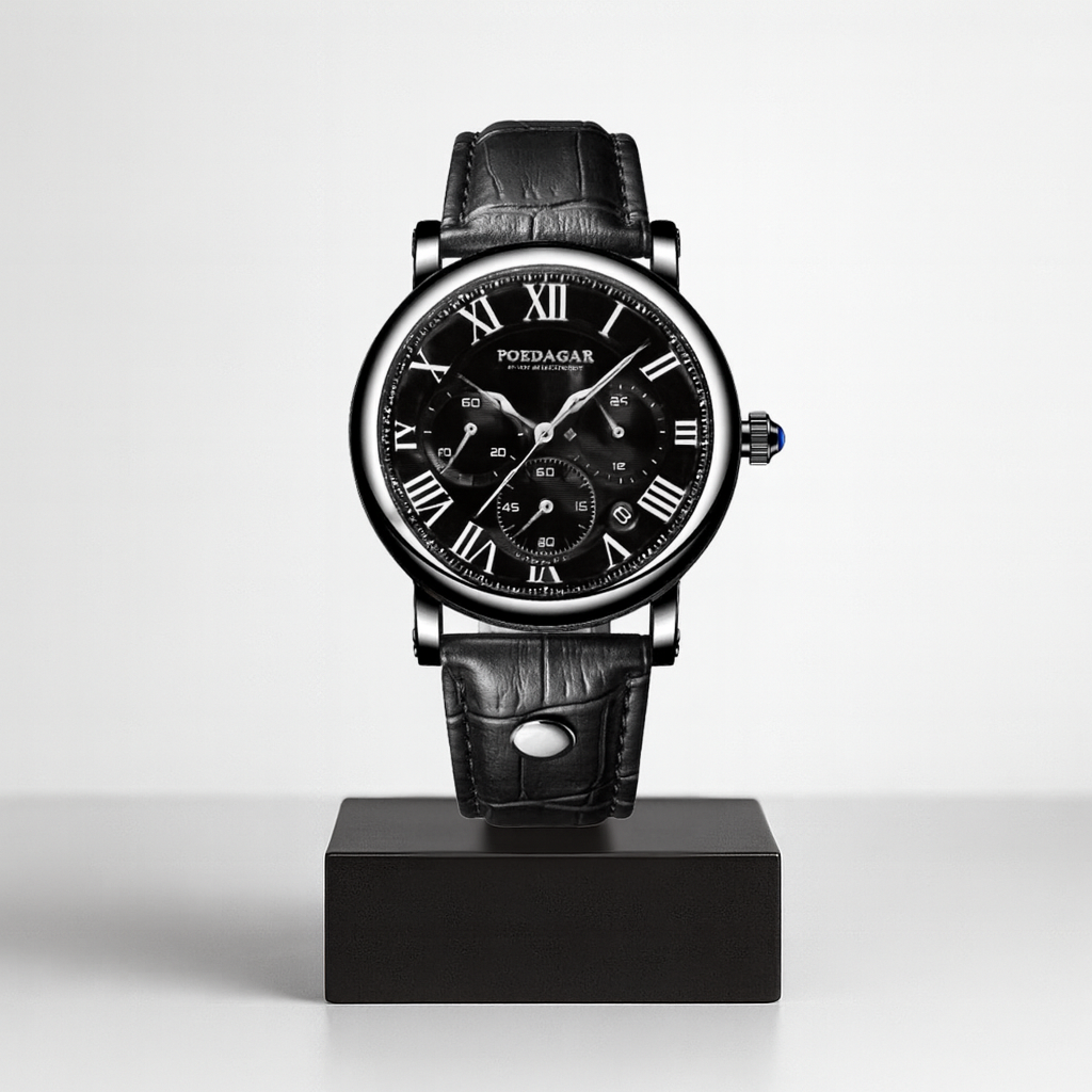 Lucas | Tiaved Precision Chronograph Herrenuhr mit Lederarmband | 40 mm