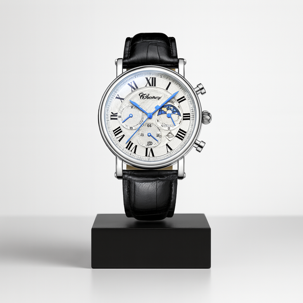 Adrian | Celestial Chronograph Herrenuhr mit Lederarmband | 44 mm