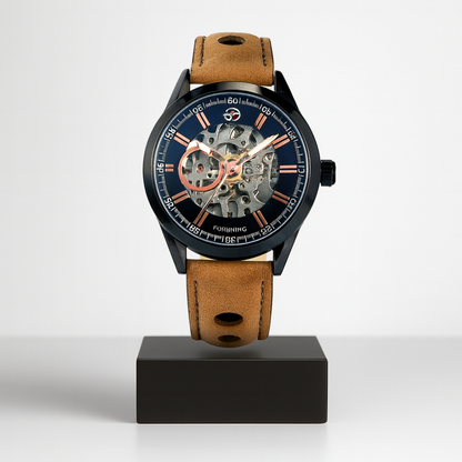 Felipe | Klassische Skelett-Herrenuhr mit Lederarmband | 42 mm