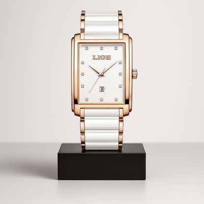 Claudine | Elegante quadratische Damenuhr | 34 mm