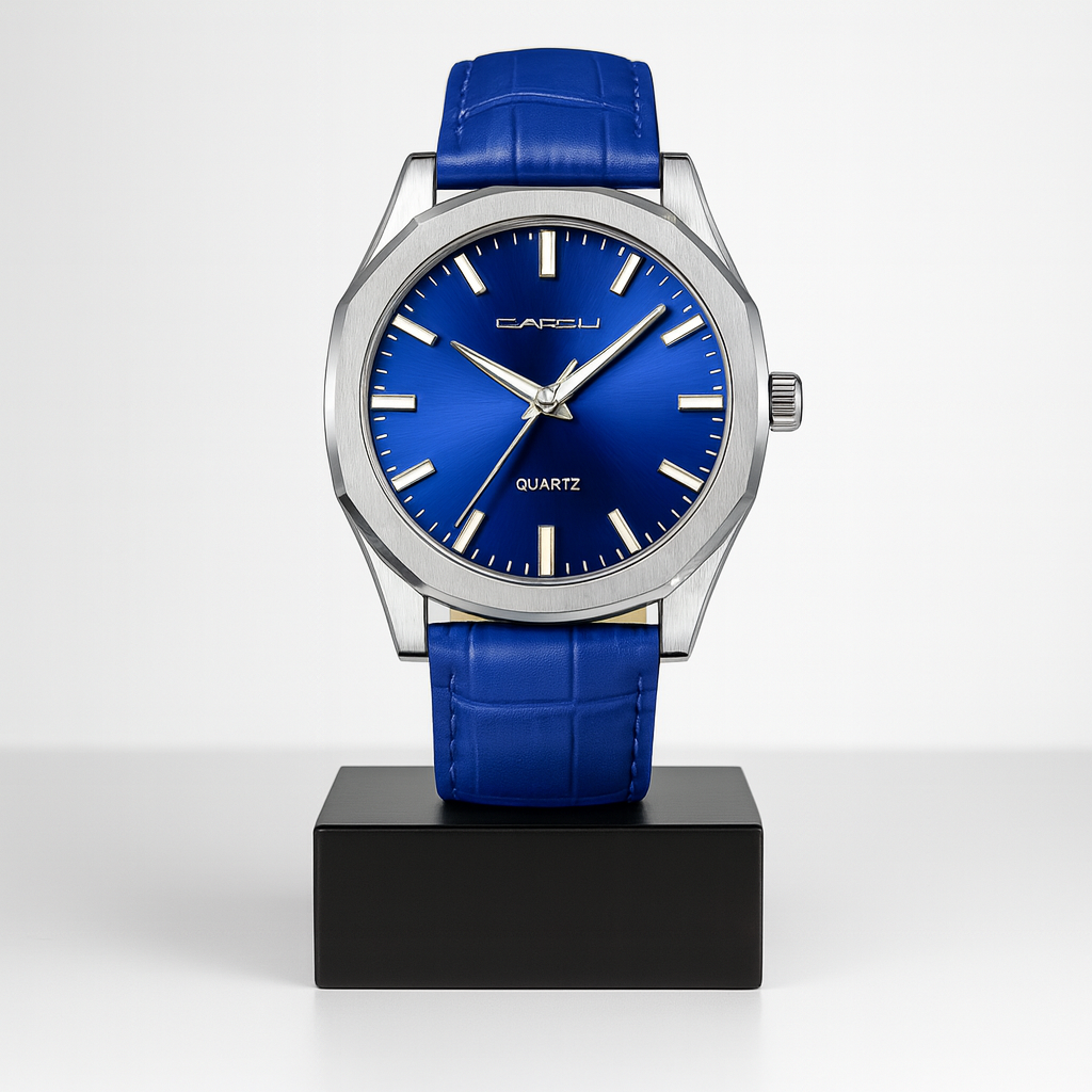 Liam | Klassische quadratische Herrenuhr mit Lederarmband | 42 mm