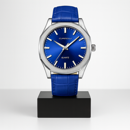 Liam | Klassische quadratische Herrenuhr mit Lederarmband | 42 mm