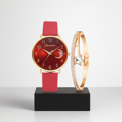 Sierra | Uhr mit Mondphasen-Zifferblatt und Armband-Set | 36 mm