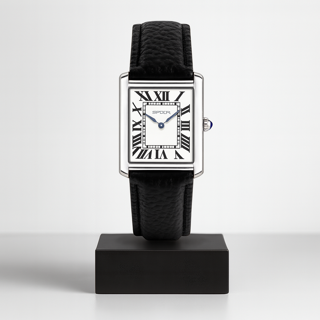 Adrian | Rektangulært Sølv Klassisk Ur | 28×27mm