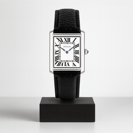 Adrian | Rektangulært Sølv Klassisk Ur | 28×27mm