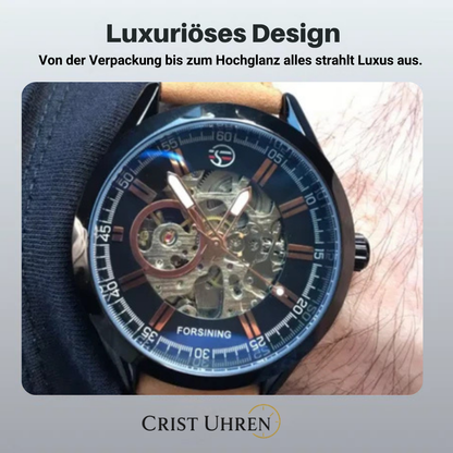 Felipe | Klassische Skelett-Herrenuhr mit Lederarmband | 42 mm