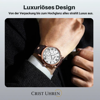 Lucas | Tiaved Precision Chronograph Herrenuhr mit Lederarmband | 40 mm