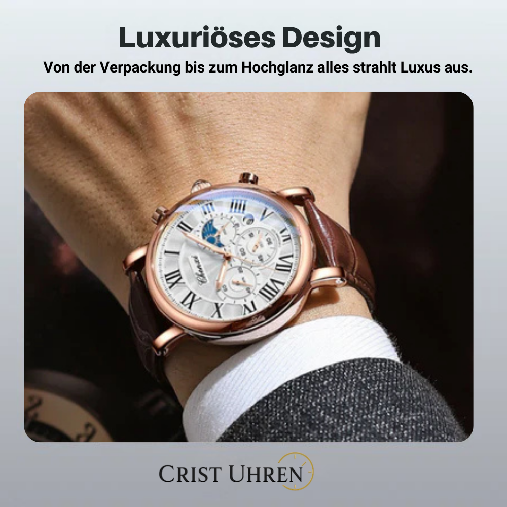 Adrian | Celestial Chronograph Herrenuhr mit Lederarmband | 44 mm