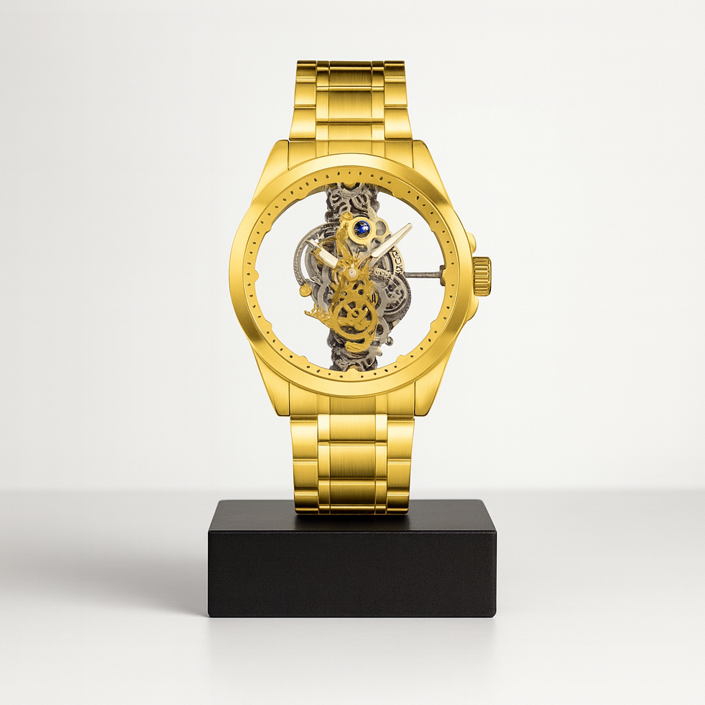 Ronan | Dobbelt-sidet Skelet Kvarts Armbåndsur | 42mm